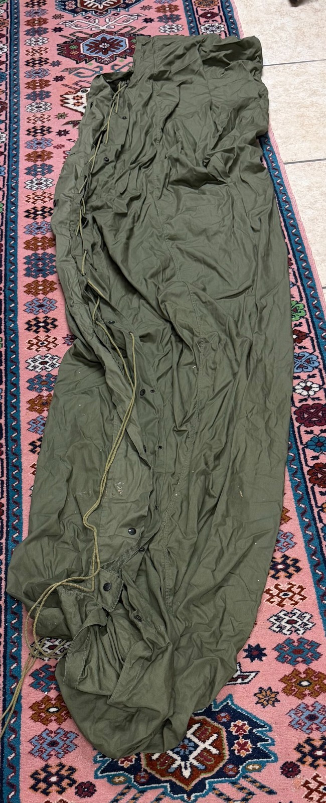 Vintage US Military Sleeping Bag Water Repellent Cover Olive Drab Snap Bivy USGI