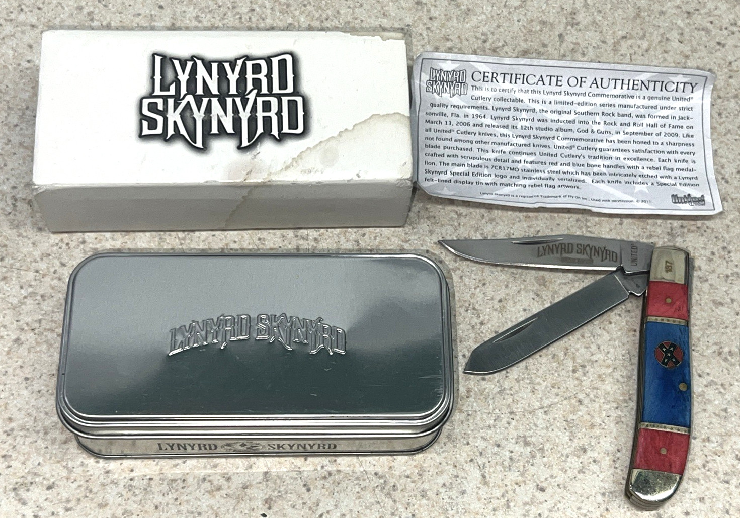 Lynyrd Skynyrd Boxed Knife Collectable Set with Certificate of Authenticity New