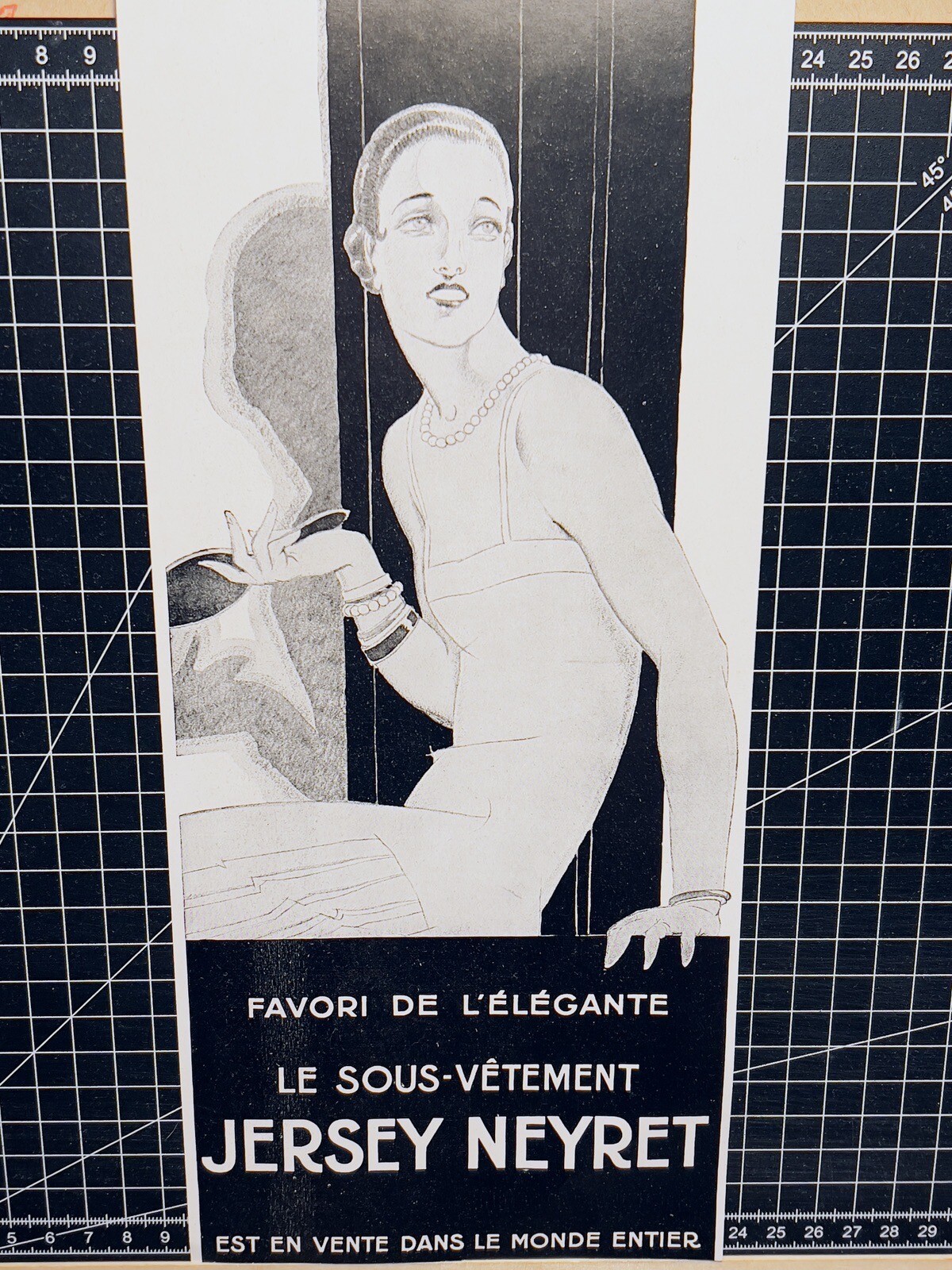 WOMEN'S ELEGANT FASHION ADVERTISEMENT VINTAGE FRANCE 1925 ORIGINAL...