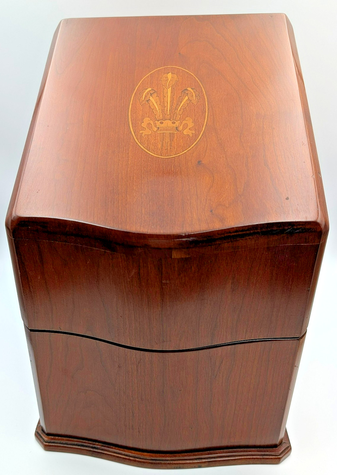 Vintage Georgian Inlaid Plume Flatware/Knife Box with 9 Slots-Lined with Felt