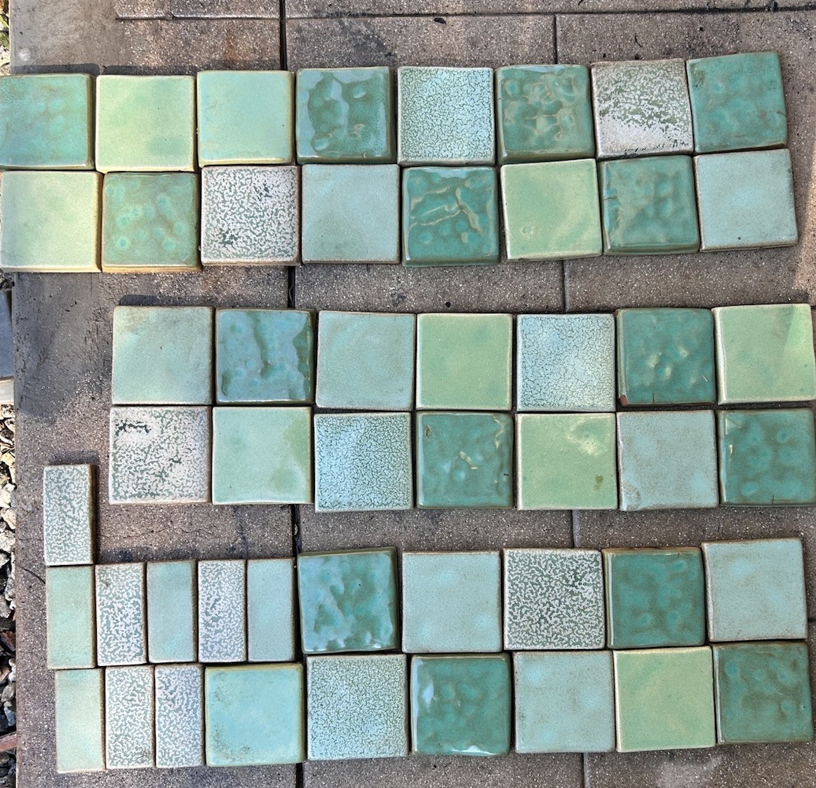 LOT 50 Vintage Field Tile California Art Molted Green 3.75