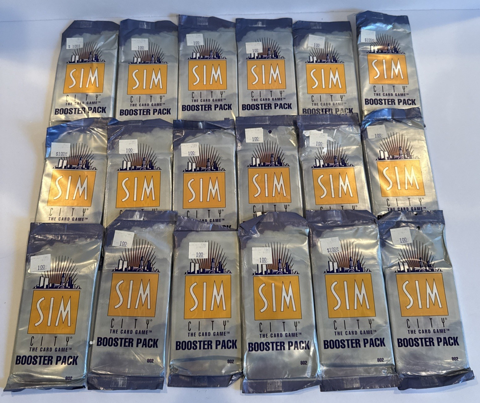 NEW Lot of 18 Packages SIM City The Card Game Booster Packs Mayfair Games 1994