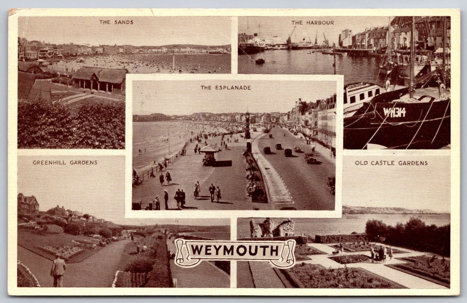 Vintage Multi-View Postcard of Weymouth Beaches & Gardens UK C342