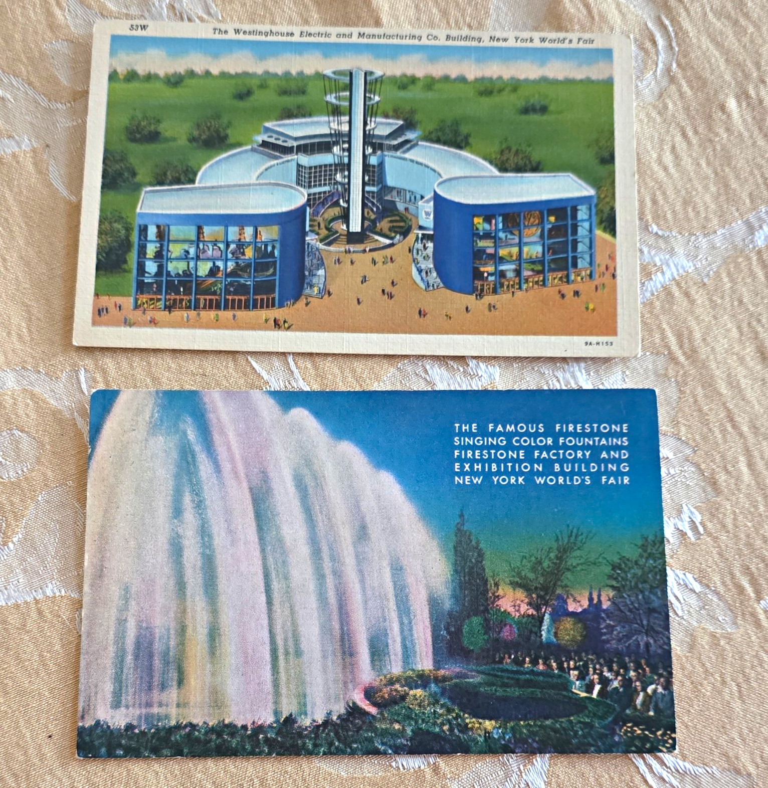 1939-40 New York World\'s Fair Postcard Lot: Westinghouse & Firestone Fountains