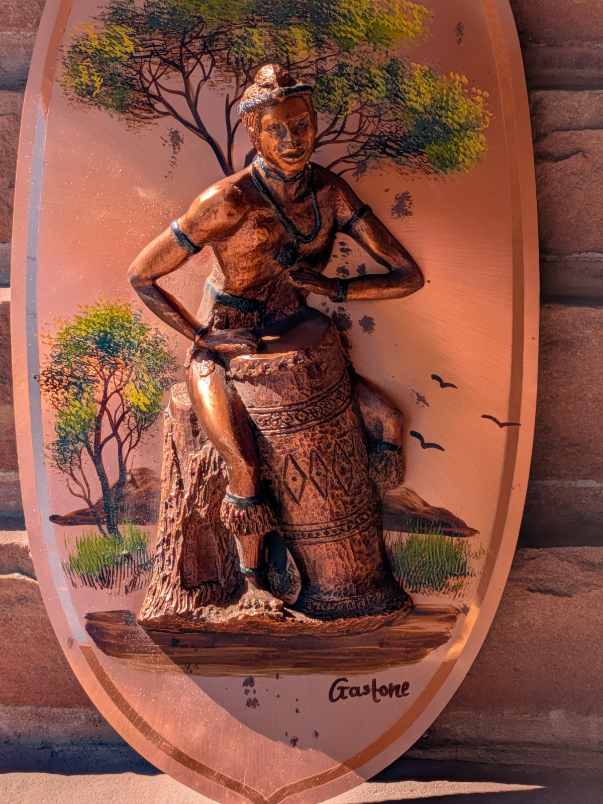 Vintage Signed Gastone Copper Art 3D Wall Plaque $45