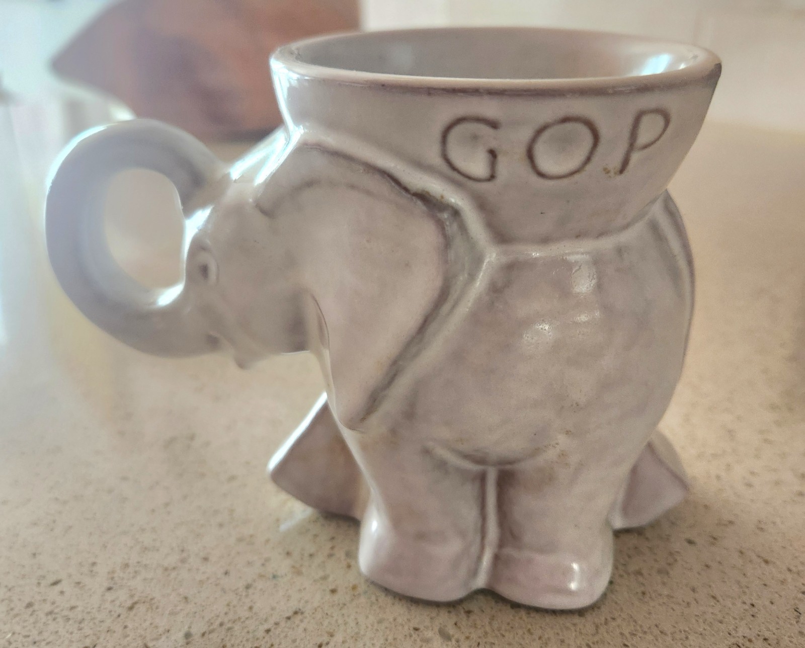 Frankoma 1968 Republican GOP Elephant Political Mug Nixon/Agnew Egg Shell