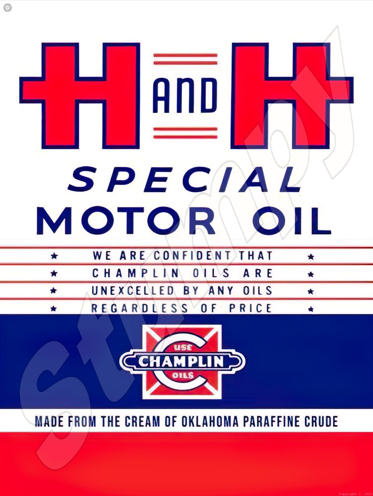 H and H special Motor Oil Champlin Metal   Sign 9\