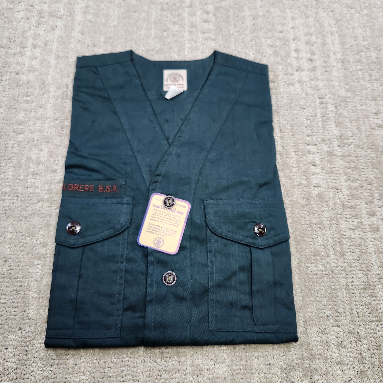 Vintage 50s 60s Boy Scouts Shirt Men 14 (S) Sanforized Selvedge Gussett NOS