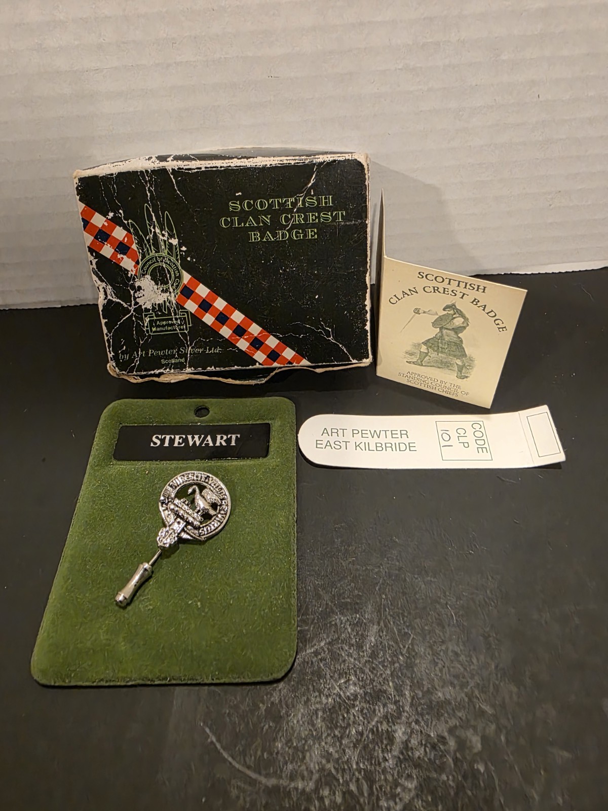 Vintage Scottish Clan Campbell Pewter Bonnet Badge Kilt Pin - Made in Scotland