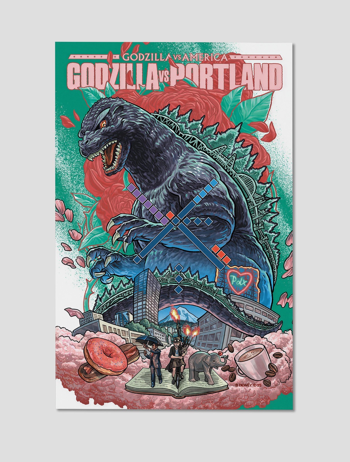 Godzilla vs. America: Portland #1 Premium Giclee Print Poster 11x17 Wall Art