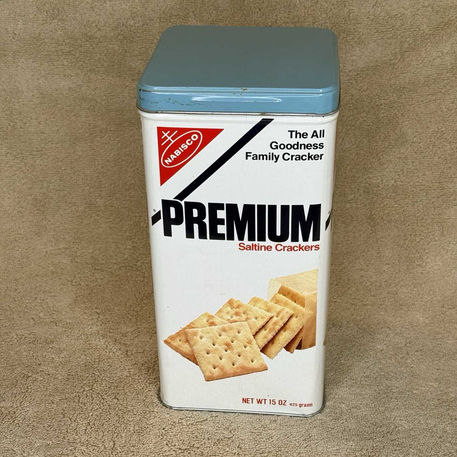 Vintage 1978 Nabisco Premium Saltine Crackers Tin Canister Extremely Nice