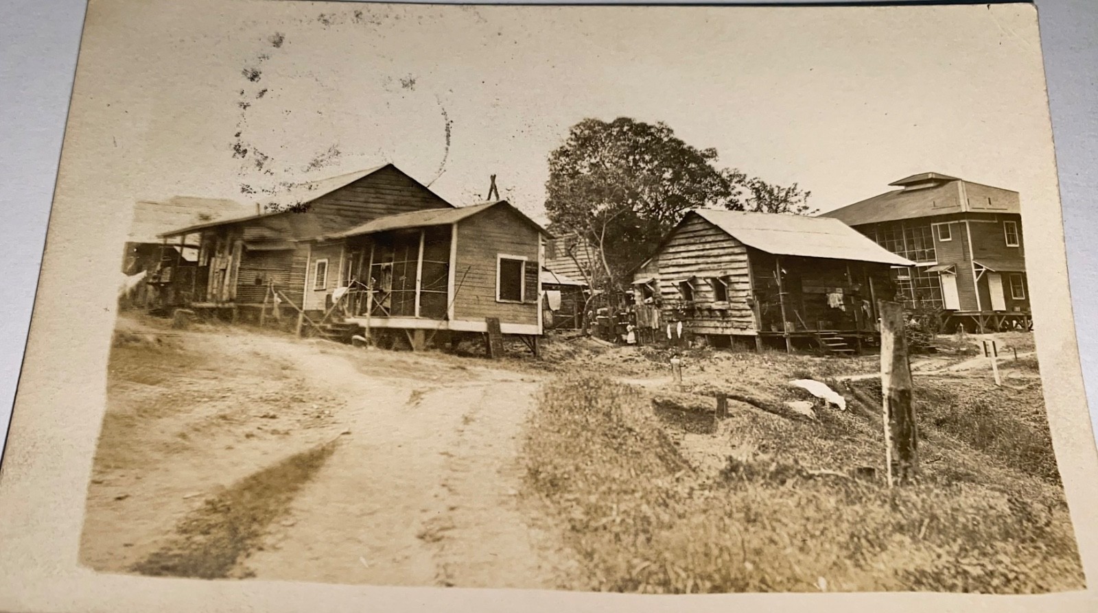Rare Antique Panama Canal Zone Construction Gorgona Town Photo Postcard 1913
