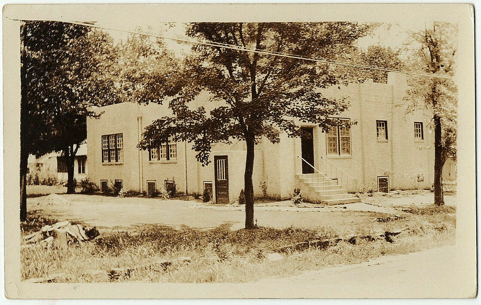 1926-1940s Real Photo Postcard Unknown Building Practical Business School RPPC 