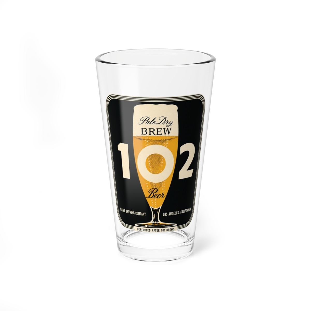 Pale Dry Brew 102 Maier Brewing Co. Los Angeles CA 60s Retro Beer Pint Glass
