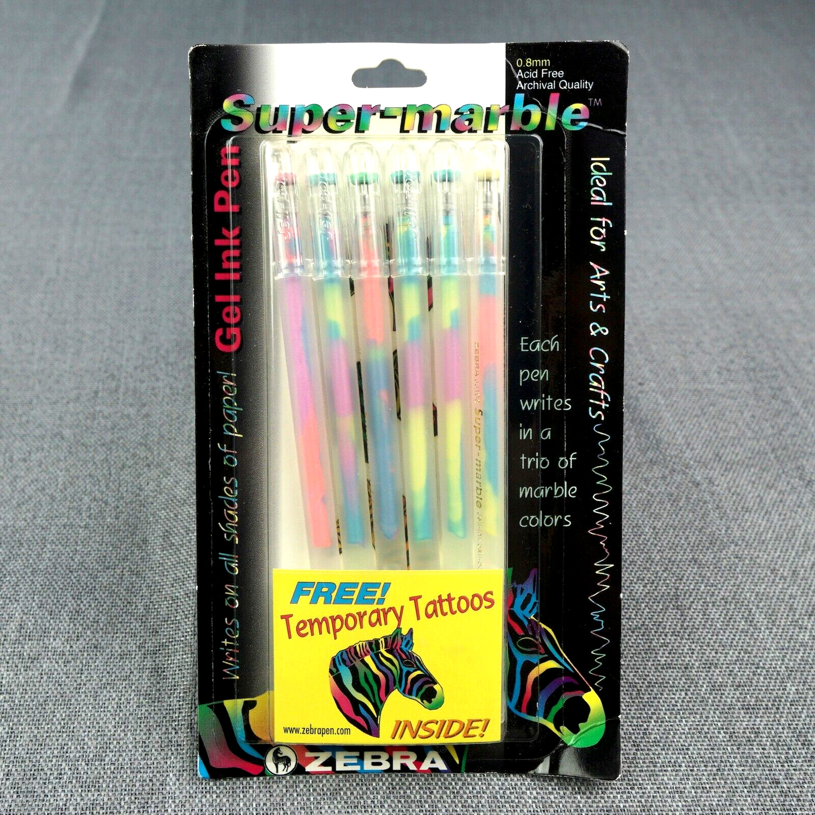 Zebra Super Marble Gel Pens 6 Pack Color Changing Ink Vintage 90s New Sealed