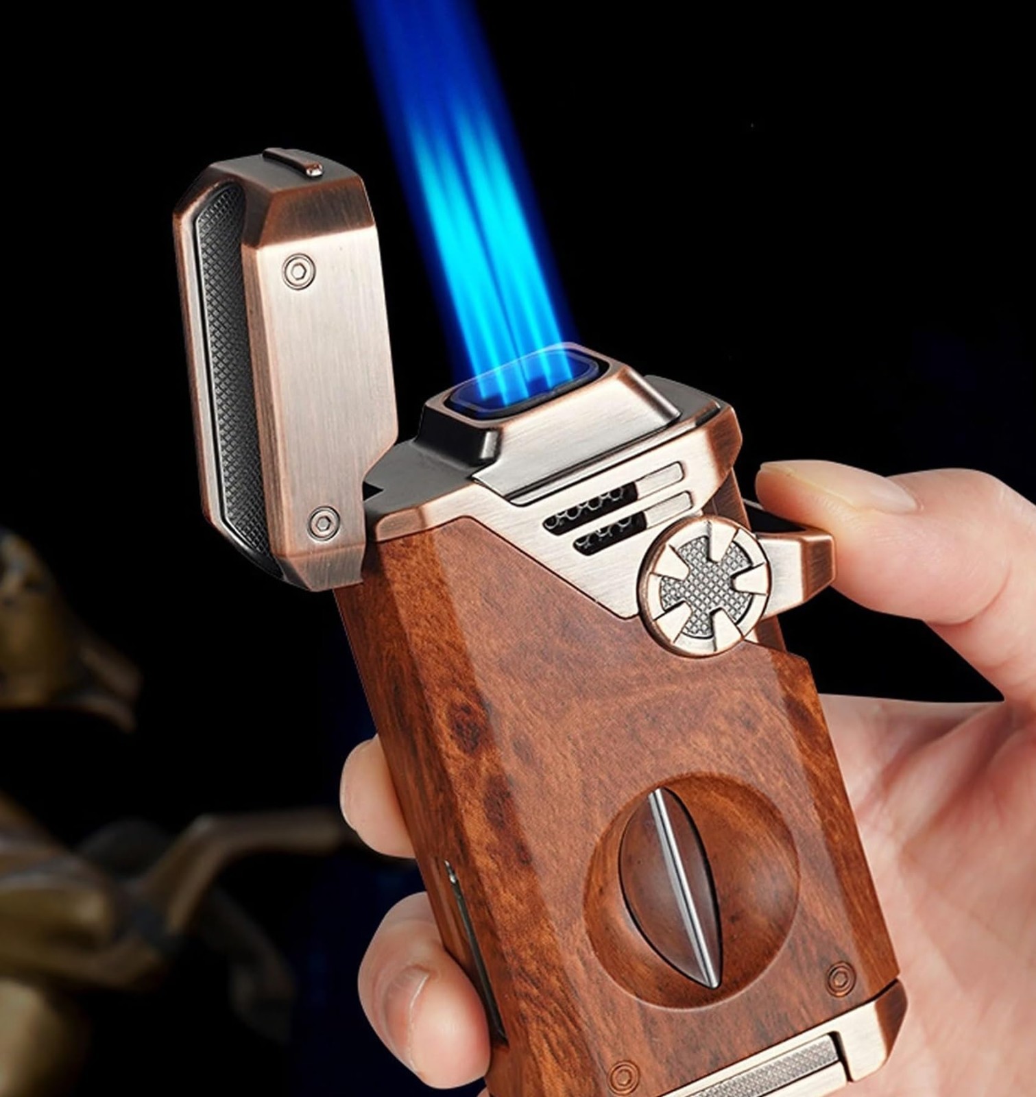 5-in-1 Torch Lighter with V Cutter Holder Punch and Draw Enhancer Tool