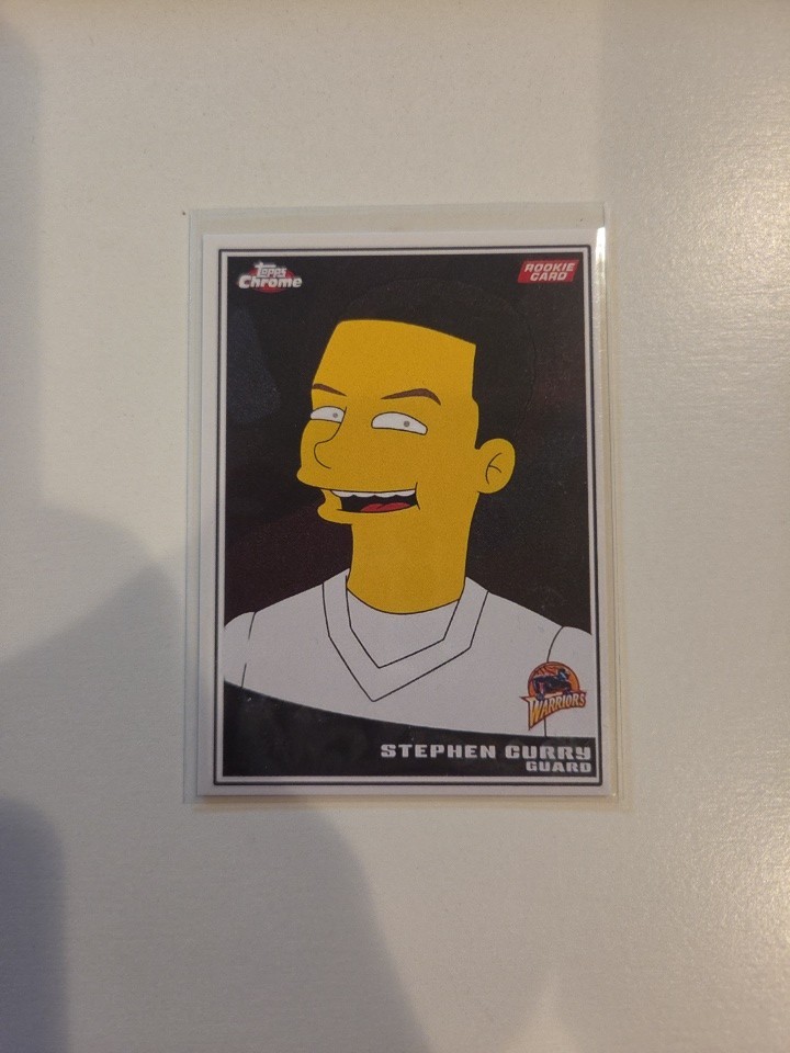 The Simpsons Topps Chrome Rookie Card Stephen Curry Golden State Warriors Card