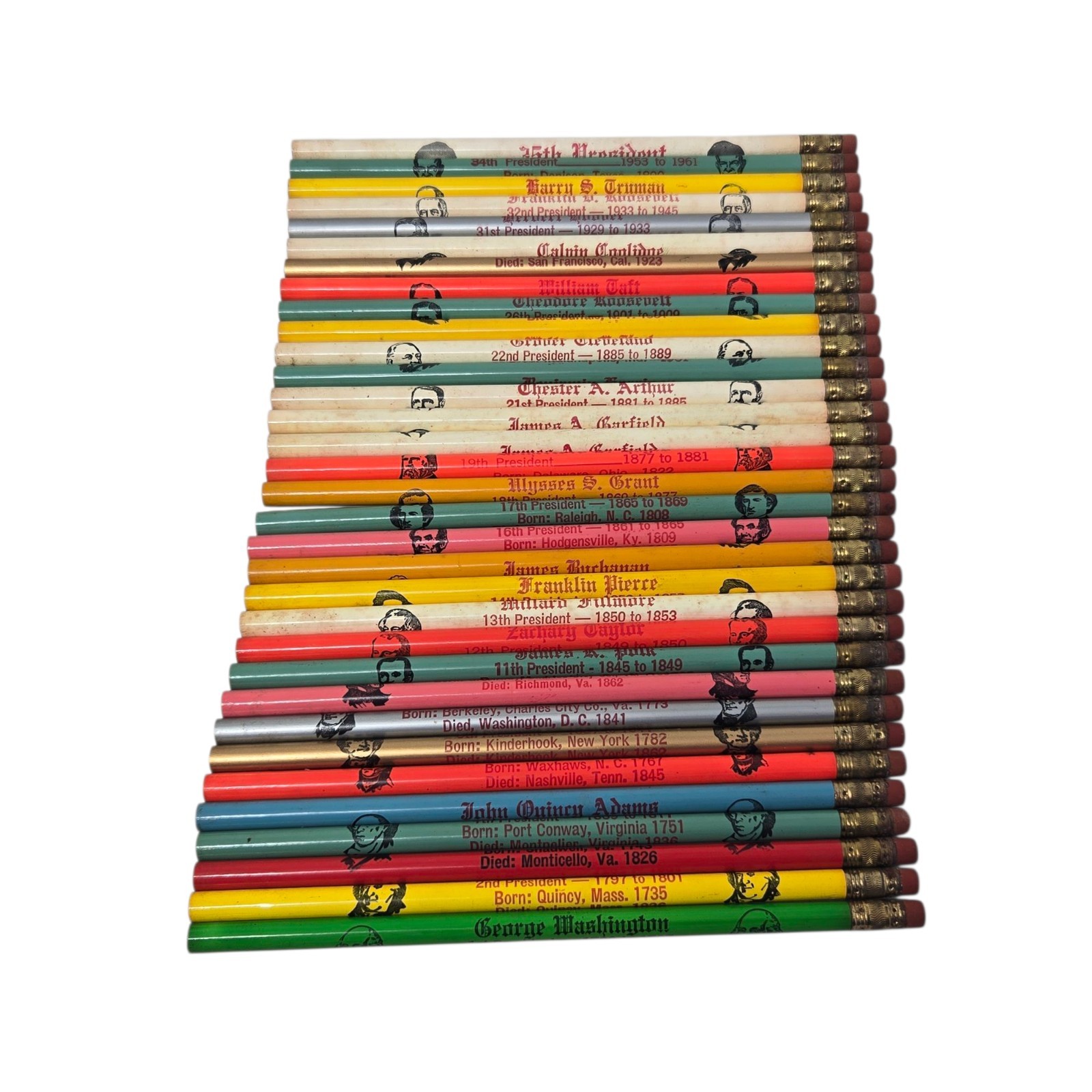 Vintage 1960’s Presidential Pencils Almost Complete 1st-35th READ