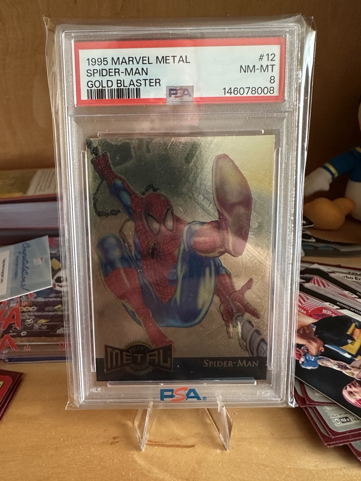 Spider-Man - 1995 Fleer Marvel Metal #12 Gold PSA 8