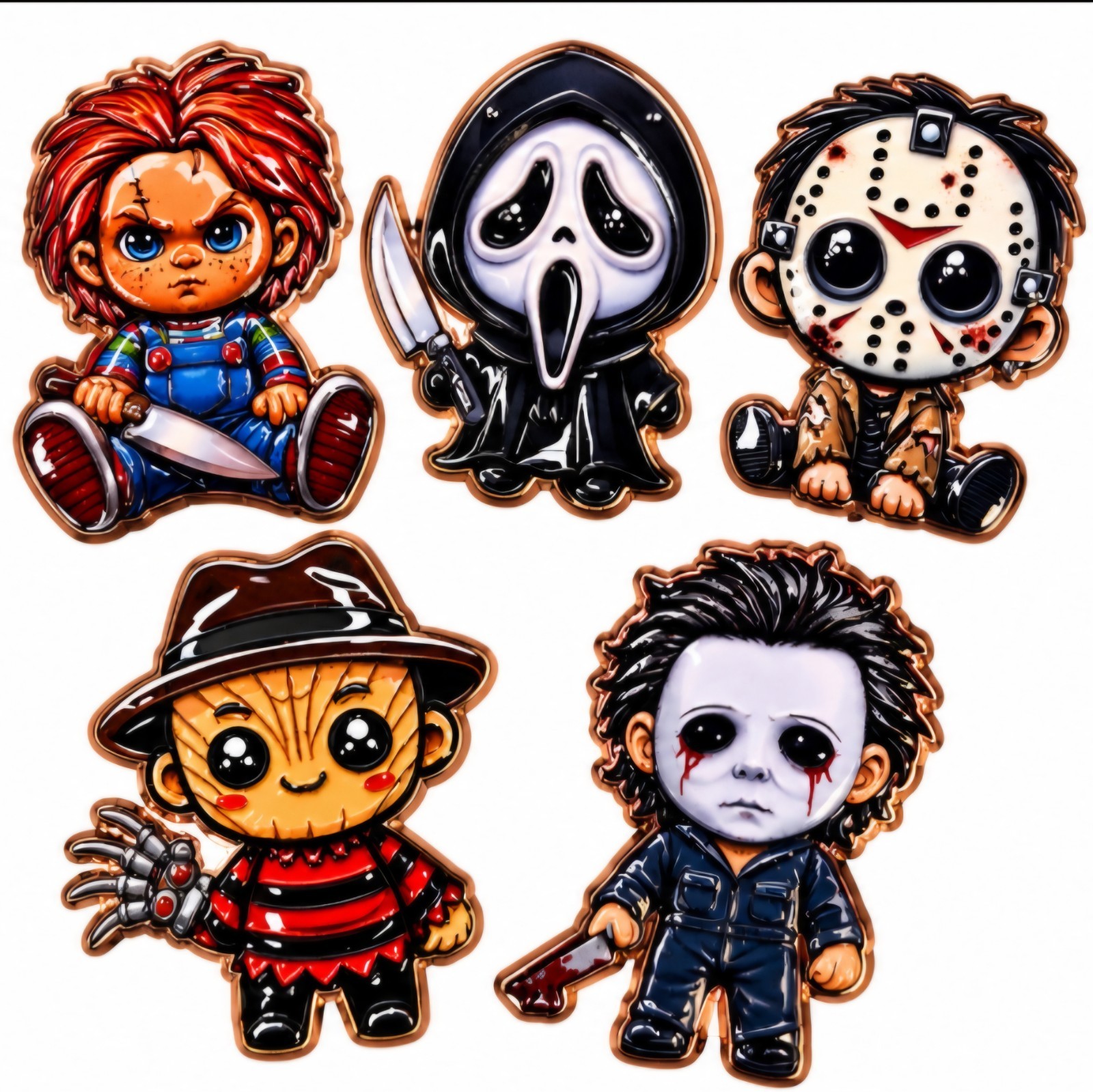 Halloween Chibi Limited Mintage 5 Piece Set 999 Fine Copper Bar  Estate Sale Lot