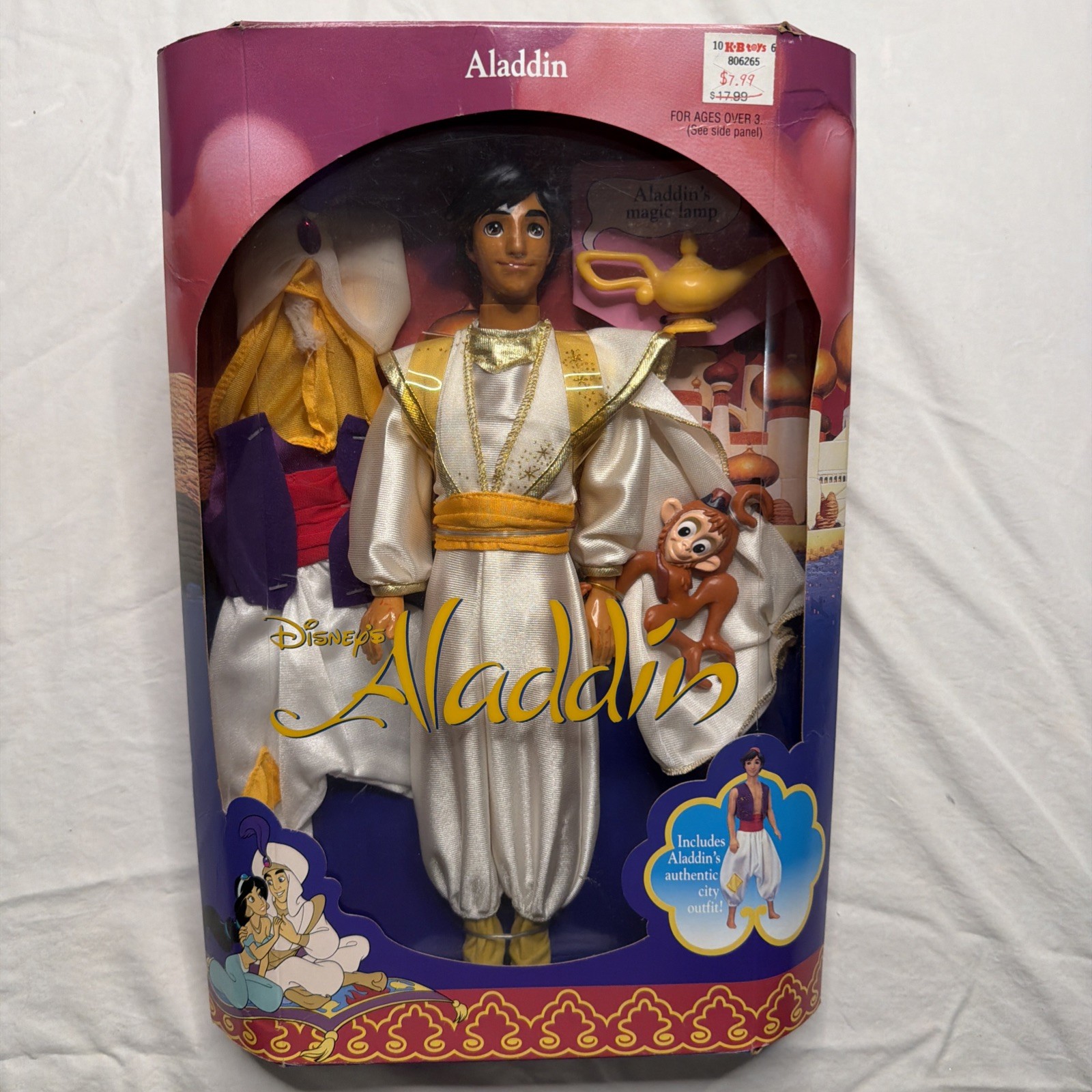 Disney's Aladdin Doll with City Outfit w/ Abu 1992 Mattel 2548 NRFB - #396