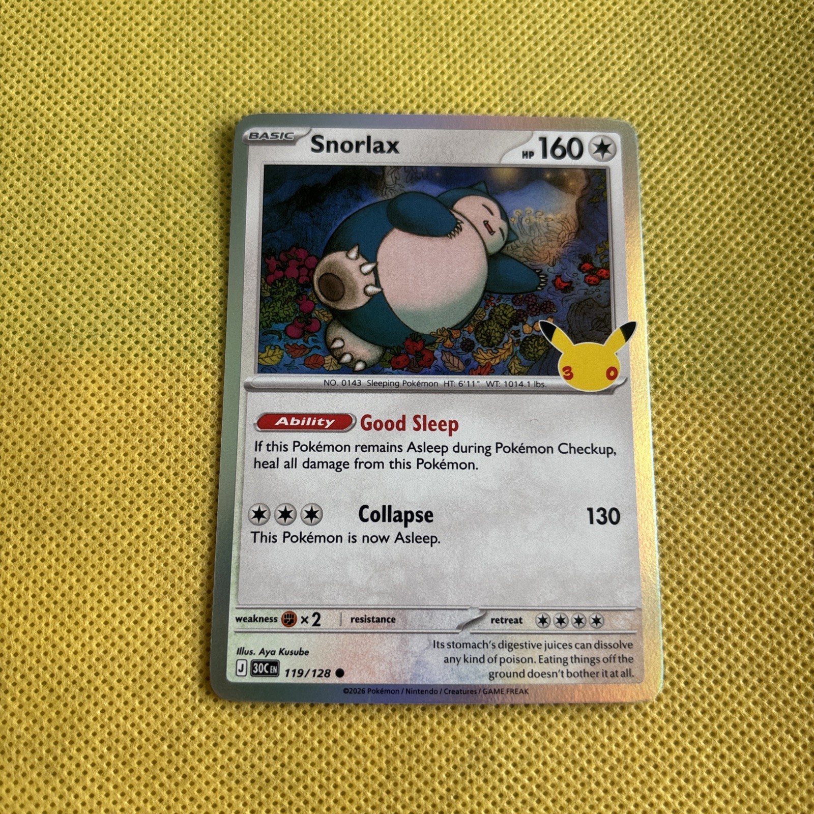 Snorlax 119/128 30 Anniversary : Holo Rare English Pokémon