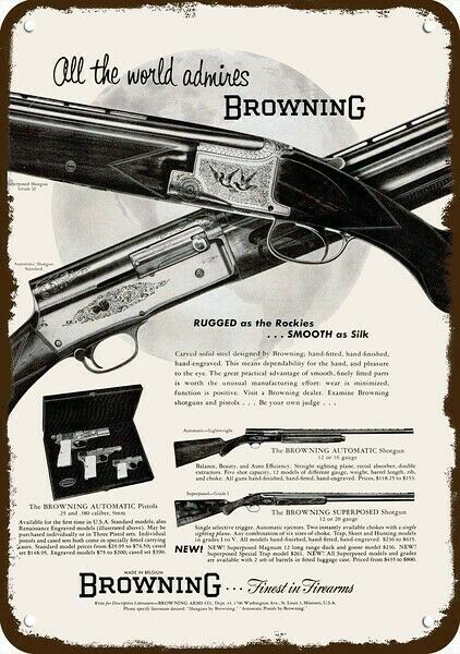 1954 BROWNING Superposed II & Automatic Shotgun DECORATIVE REPLICA METAL SIGN