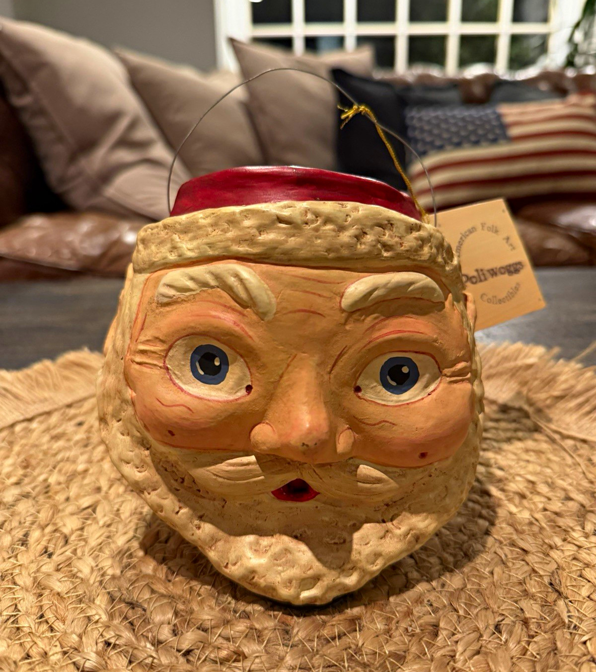 Vtg 2001 Poliwoggs Santa Bucket Pail Retired Folk Art Signed David Vic Tag NWT