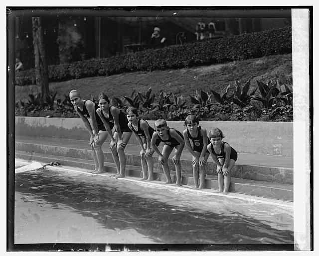 Photo:Canal Zone Hald Swimming Pool Red White Blue Swimmers 1926