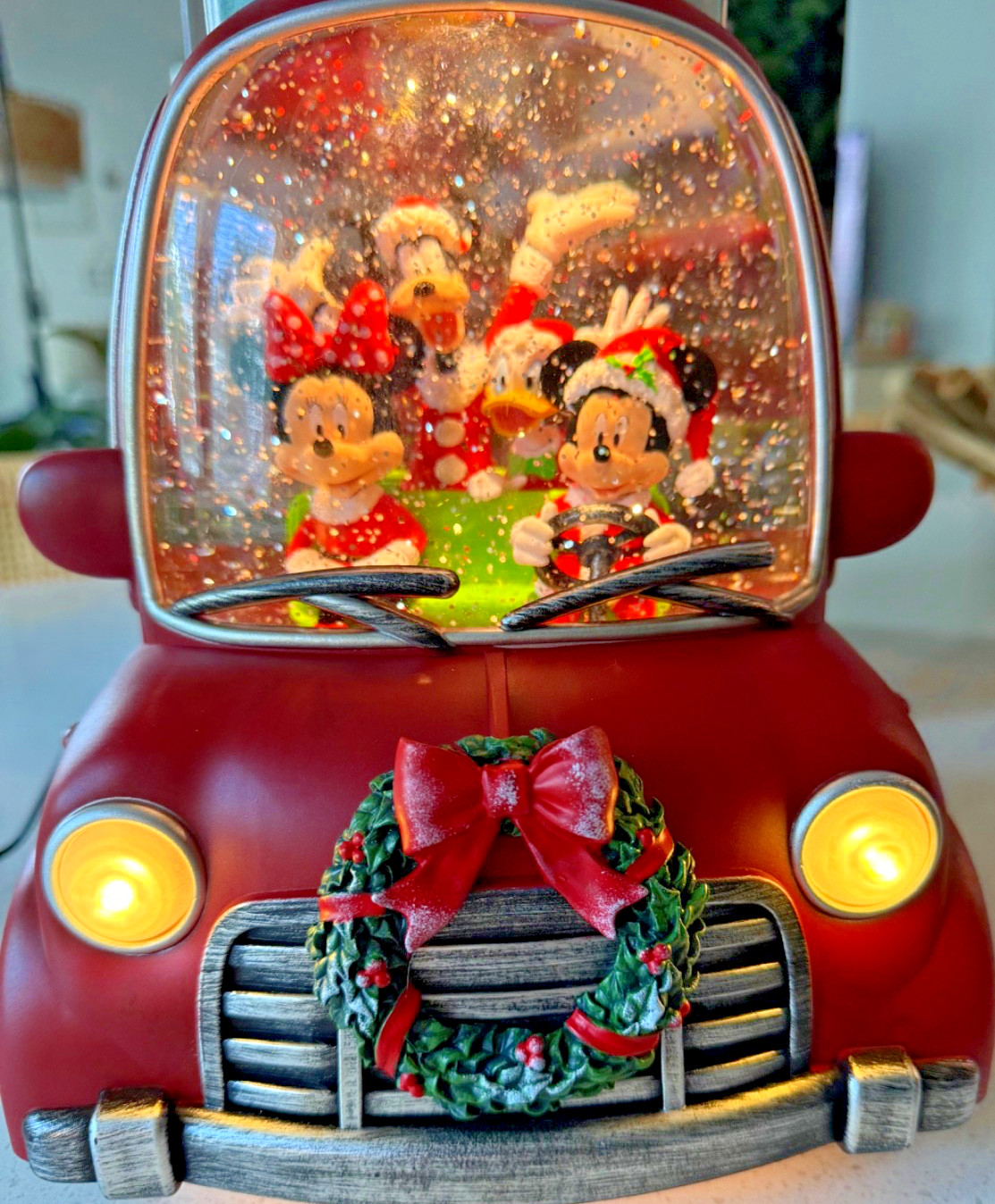 Disney Christmas 2026 Mickey Minnie Light-Up Truck Figurine Santa Spinning Globe
