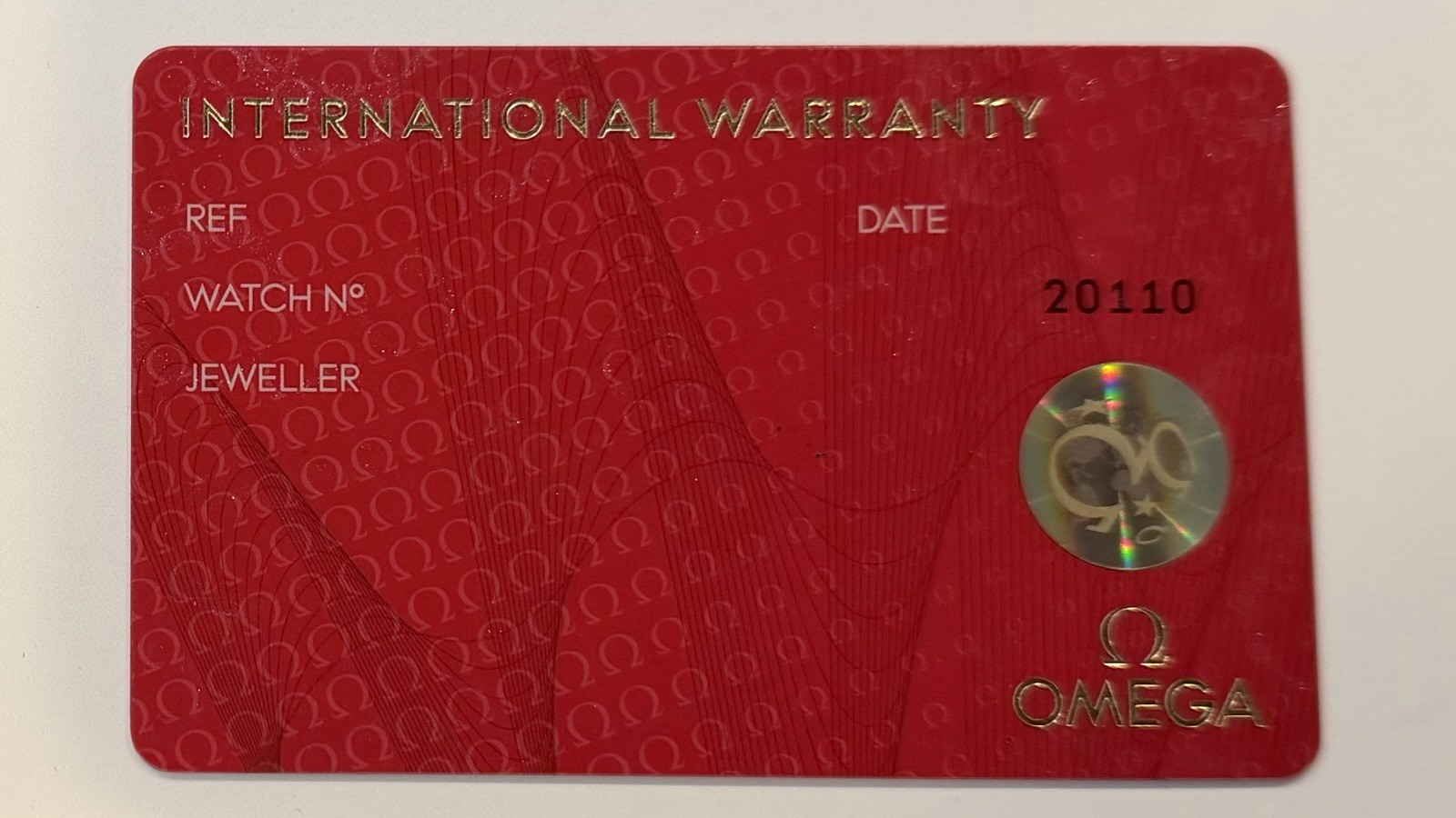 Omega Authentic International Warranty Certificate