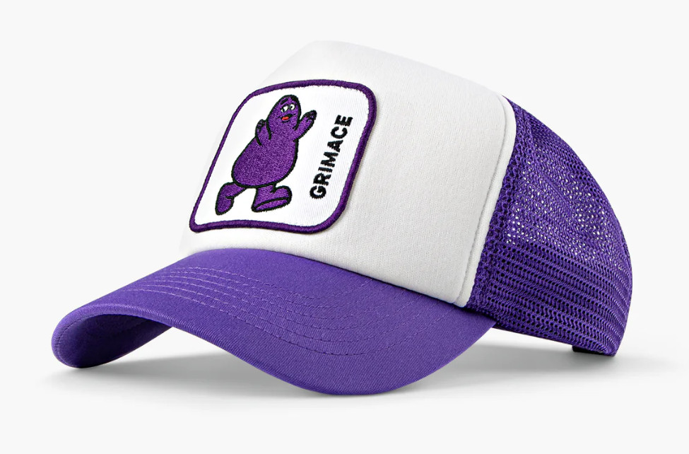 McDonald\'s Grimace Patch Purple Trucker Cap Hat - NEW