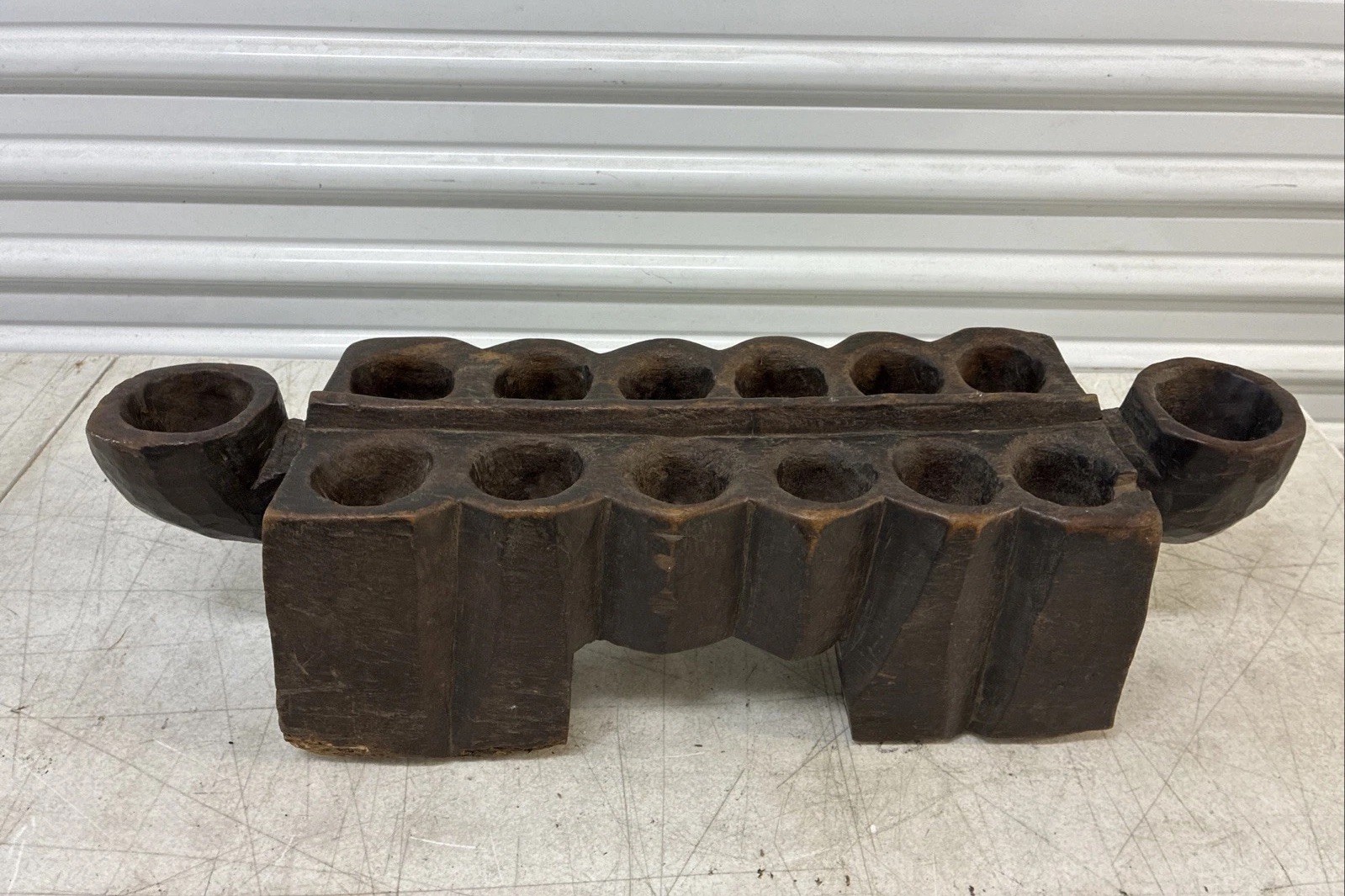 Antique Hand Carved African? Figural Mancala Game Board Tribal Art “Awale Board”