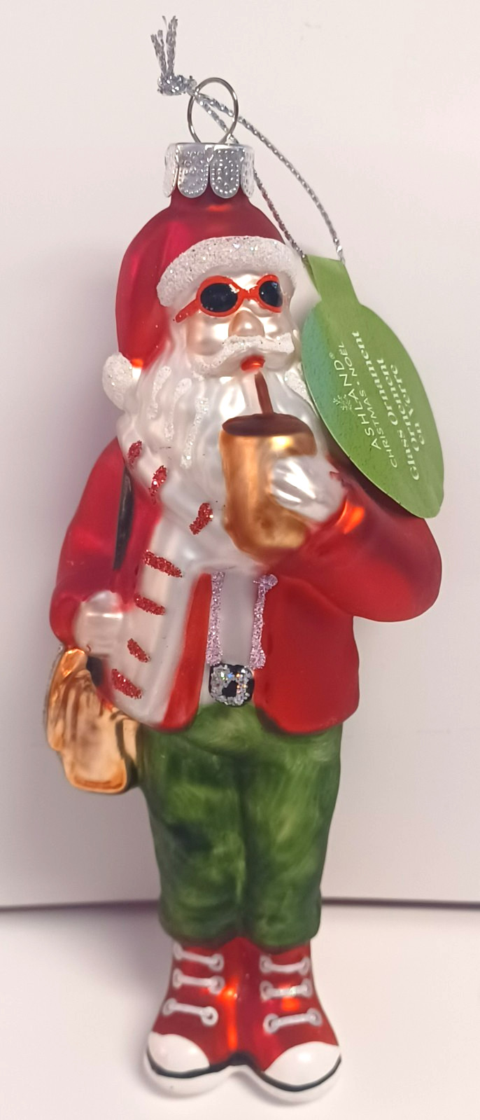 Ashland Christmas Selfie Santa Glass Ornament Sunglasses Coffee Cup New With Tag
