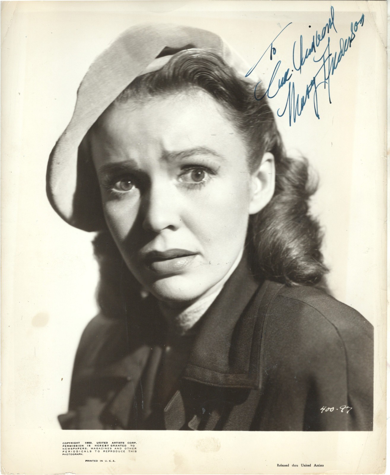 AMERICAN FILM ACTRESS MARY ANDERSON, RARE SIGNED VINTAGE STUDIO PHOTO