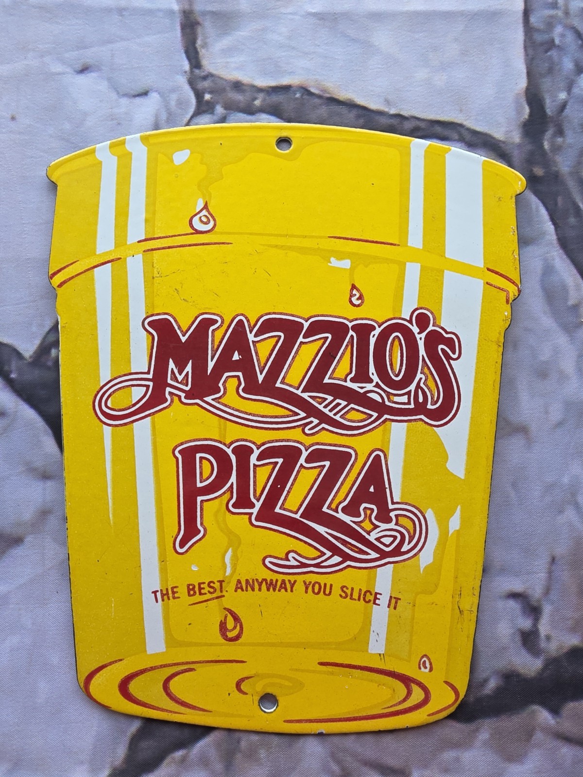 VINTAGE 1950'S MAZZIOS PIZZA PORCELAIN SIGN 9