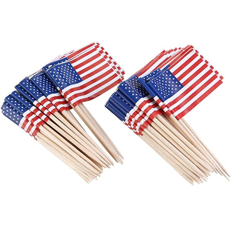 100Pcs Mini Toothpick Flag Toppers Disposable Decor Picks for Cupcake Fruit