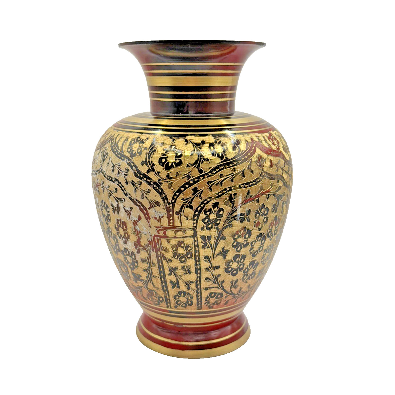VTG BOMBAY STORE India Intricate Etched Brass & Enamel 8.5\