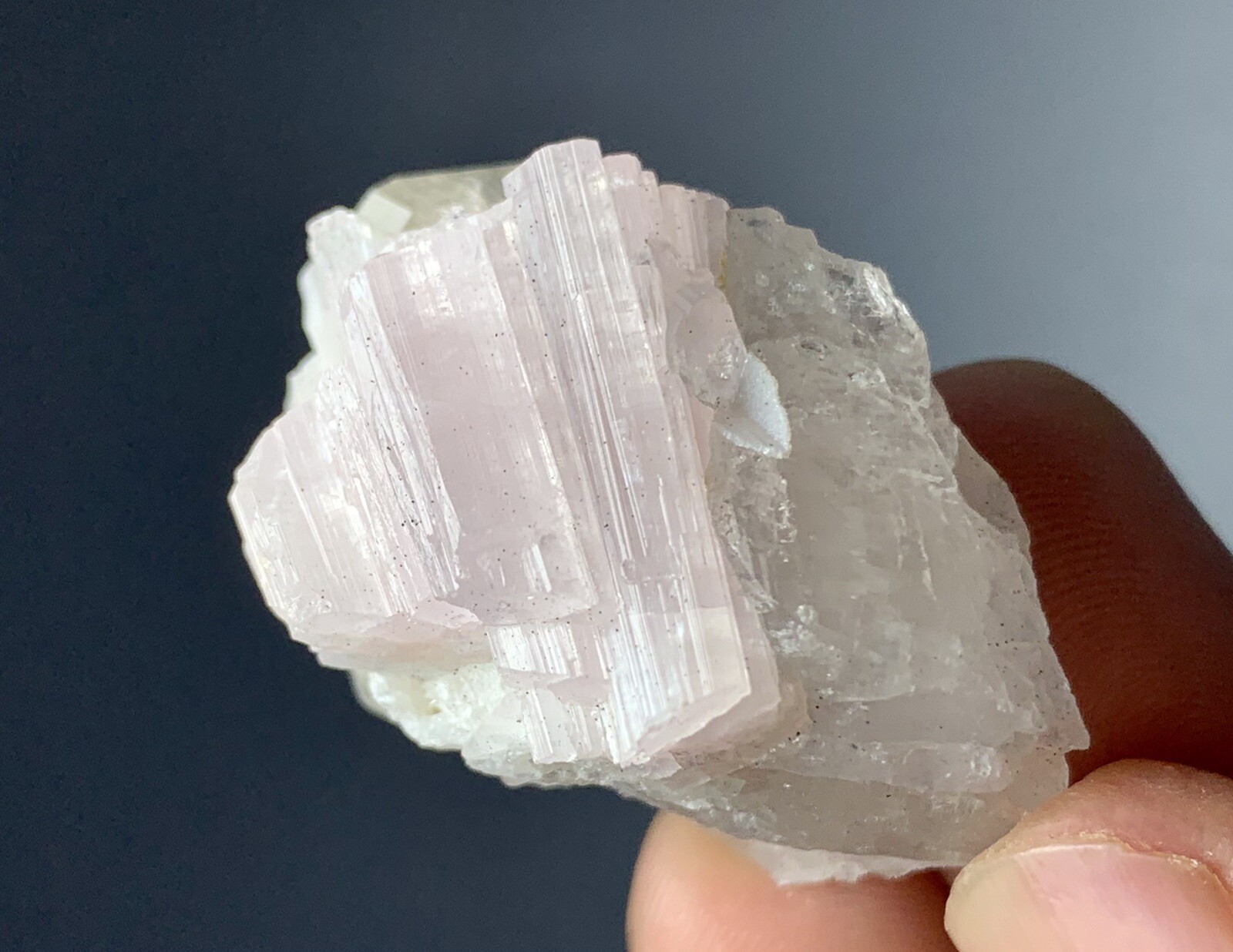 129 Cts Pink Tourmaline Crystal Specimen With Quartz From Afghanistan.