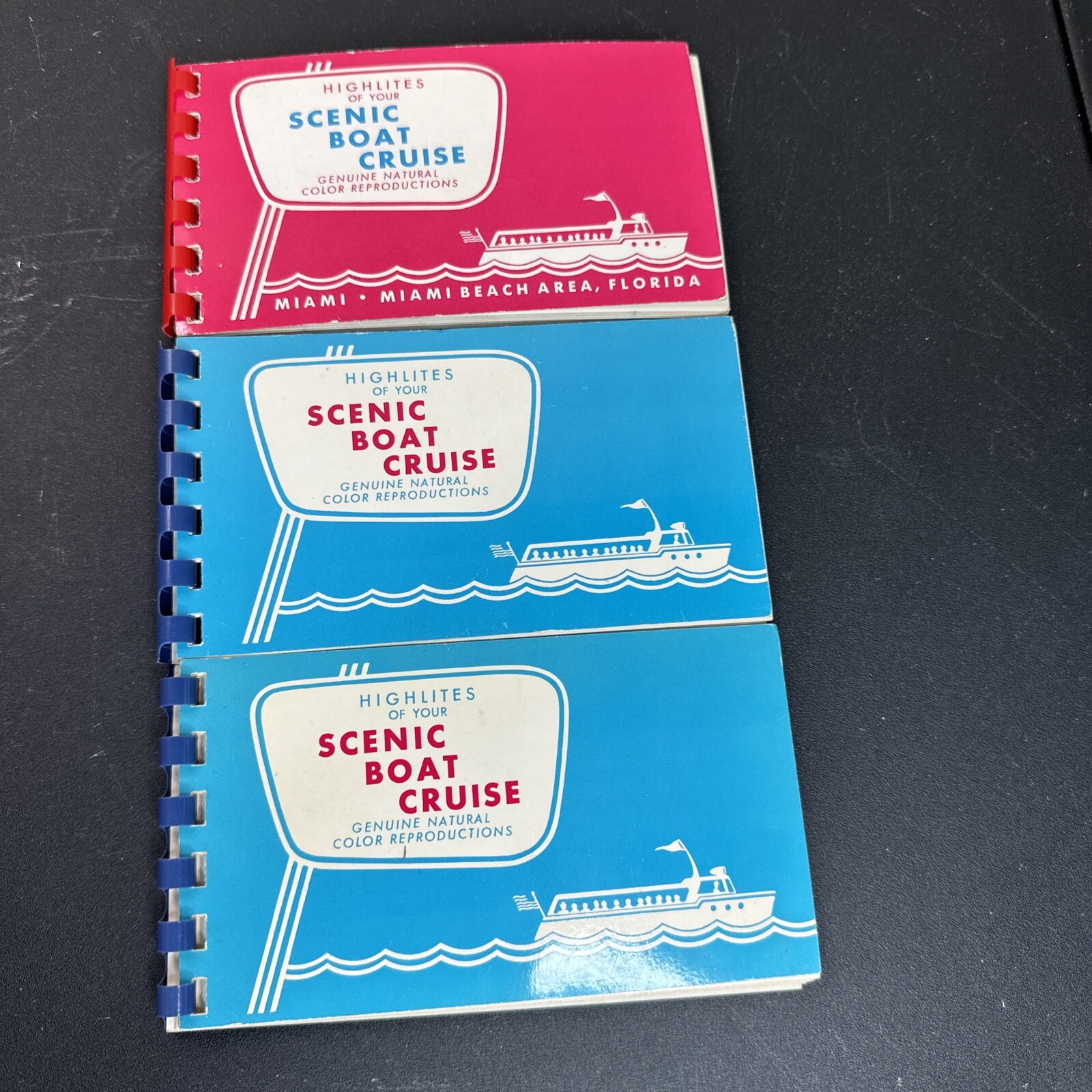 Vintage Miami Beach Florida Scenic Boat Cruise Souvenir Photo Booklet Lot of 3