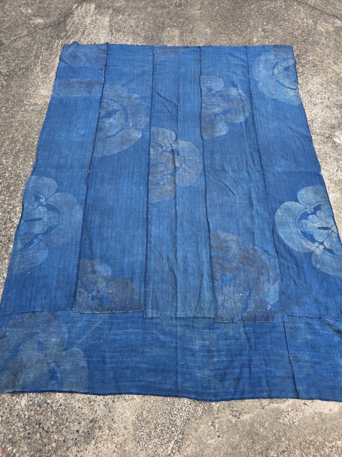 1930s,Vintage Japanese Kimono Fabric Indigo Blue, BORO,襤褸,220cm×163cm
