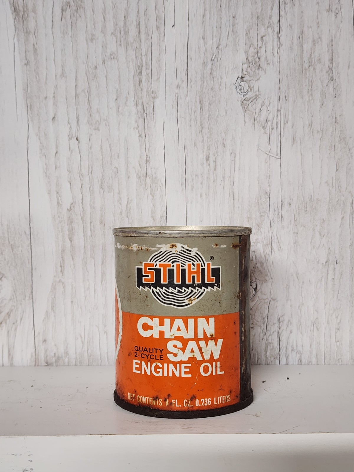 VINTAGE STIHL 8 OZ BAR & CHAIN OIL CAN CHAINSAW *full*