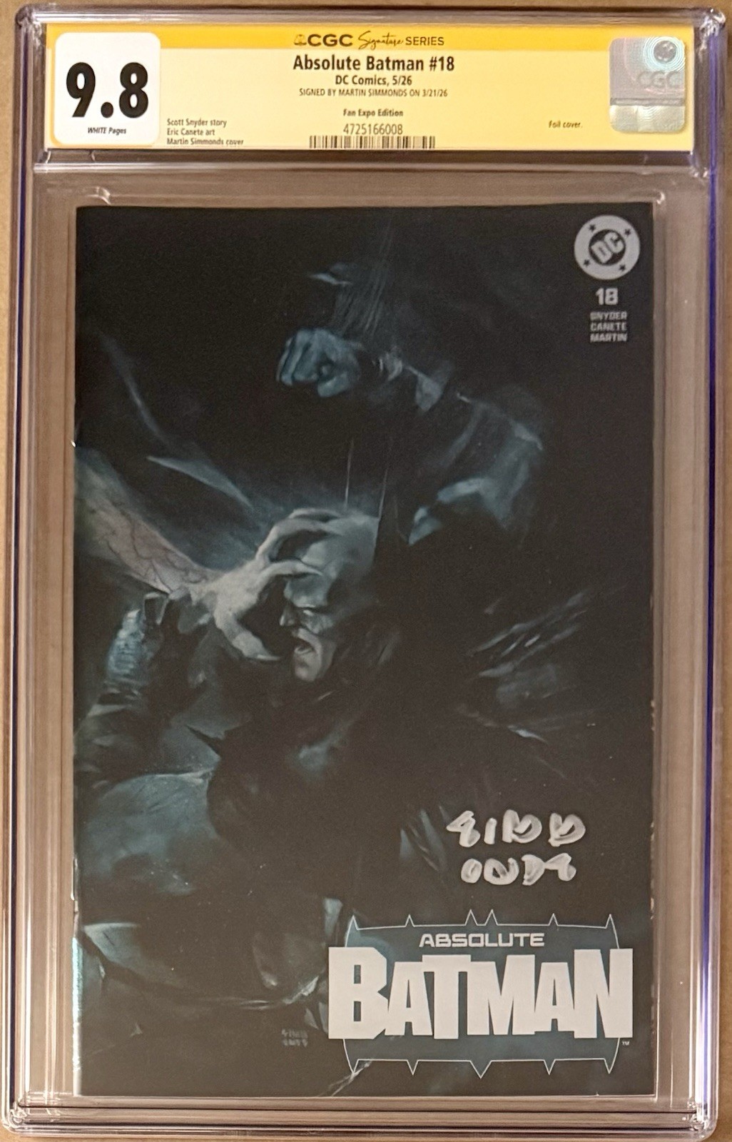 Absolute Batman #18 Martin Simmonds CGC 9.8 Signature Series Signed Foil
