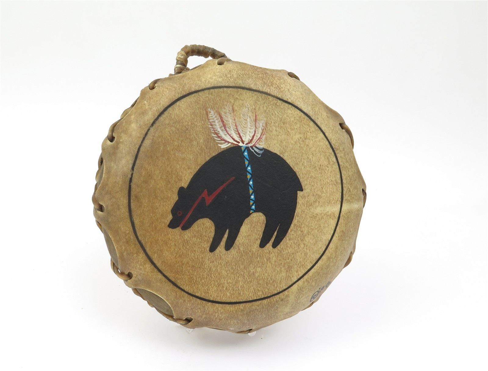 Original Taos Drum with Hand Painted Bear Fetish Design 10