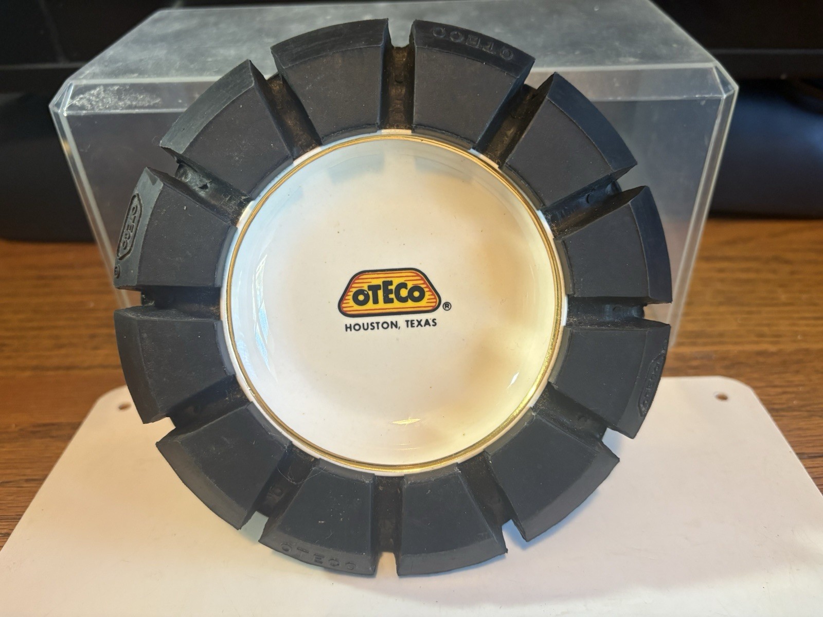 Vintage OTECO HOUSTON,TEXAS 6” DIA Rubber Tire Ashtray Excellent Cond. RARE HTF