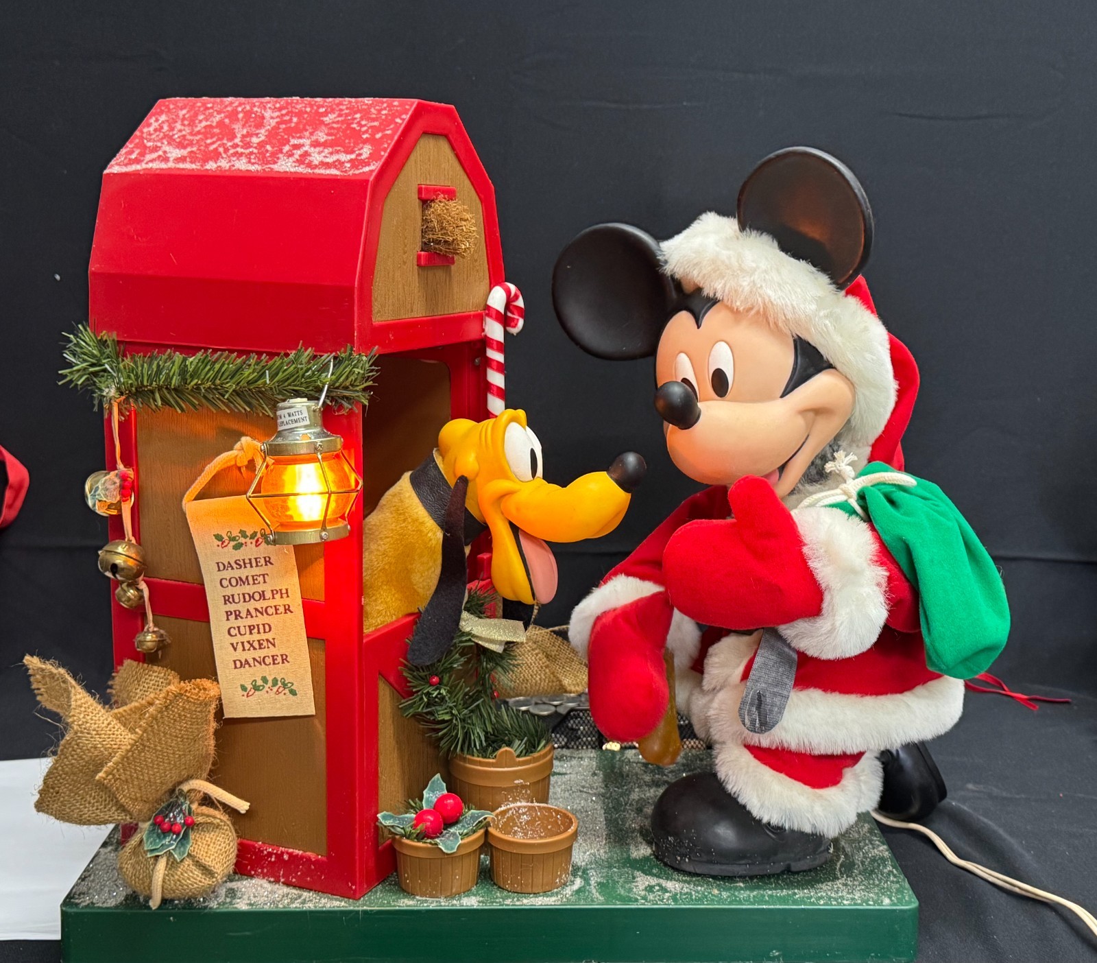 Vintage 1996 Disney Santa's Best Animated Mickey & Pluto Christmas Display