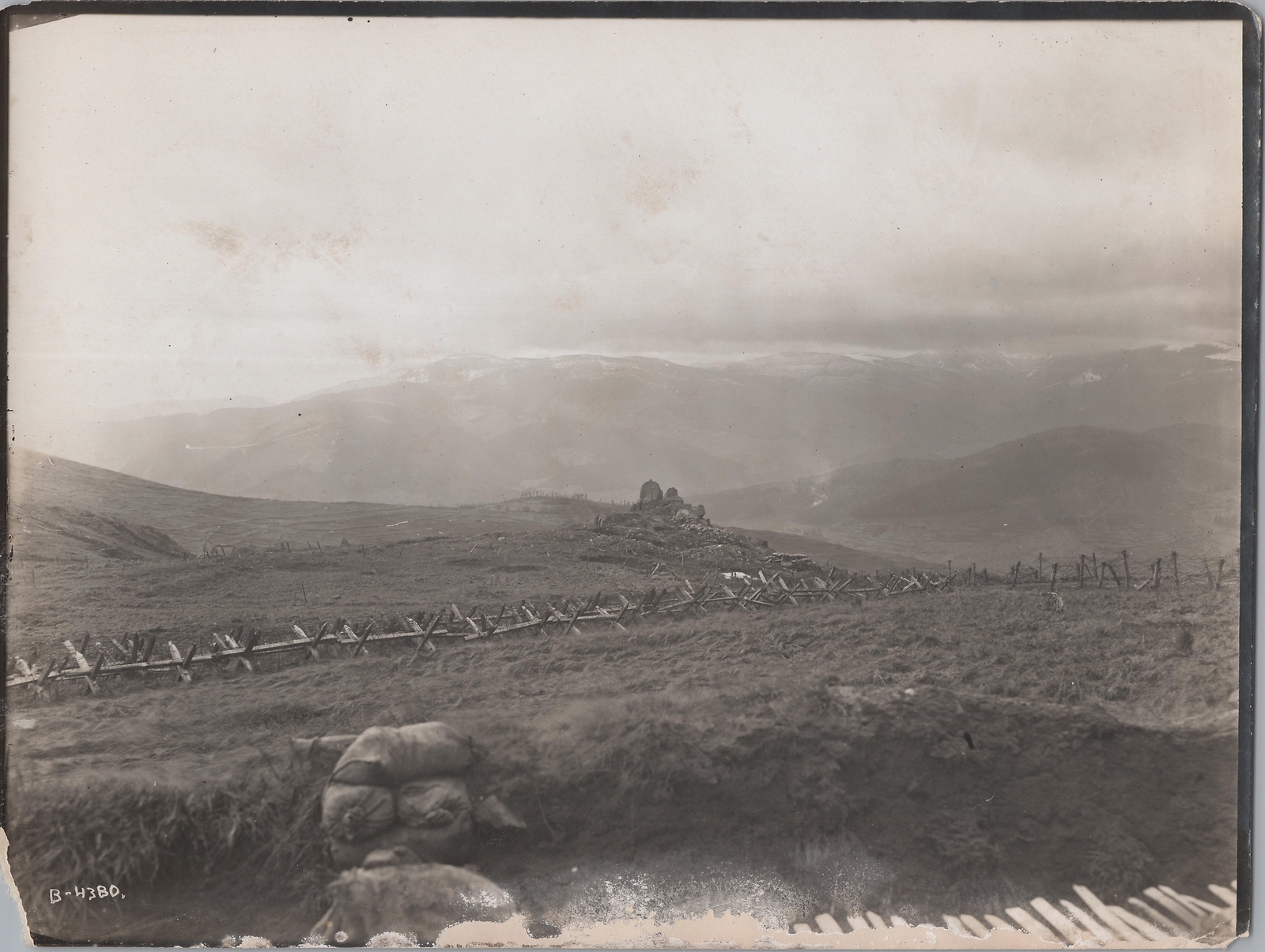 WW1 1917 Trench Line Western Front Hilly Terrain World War I - Original Photo