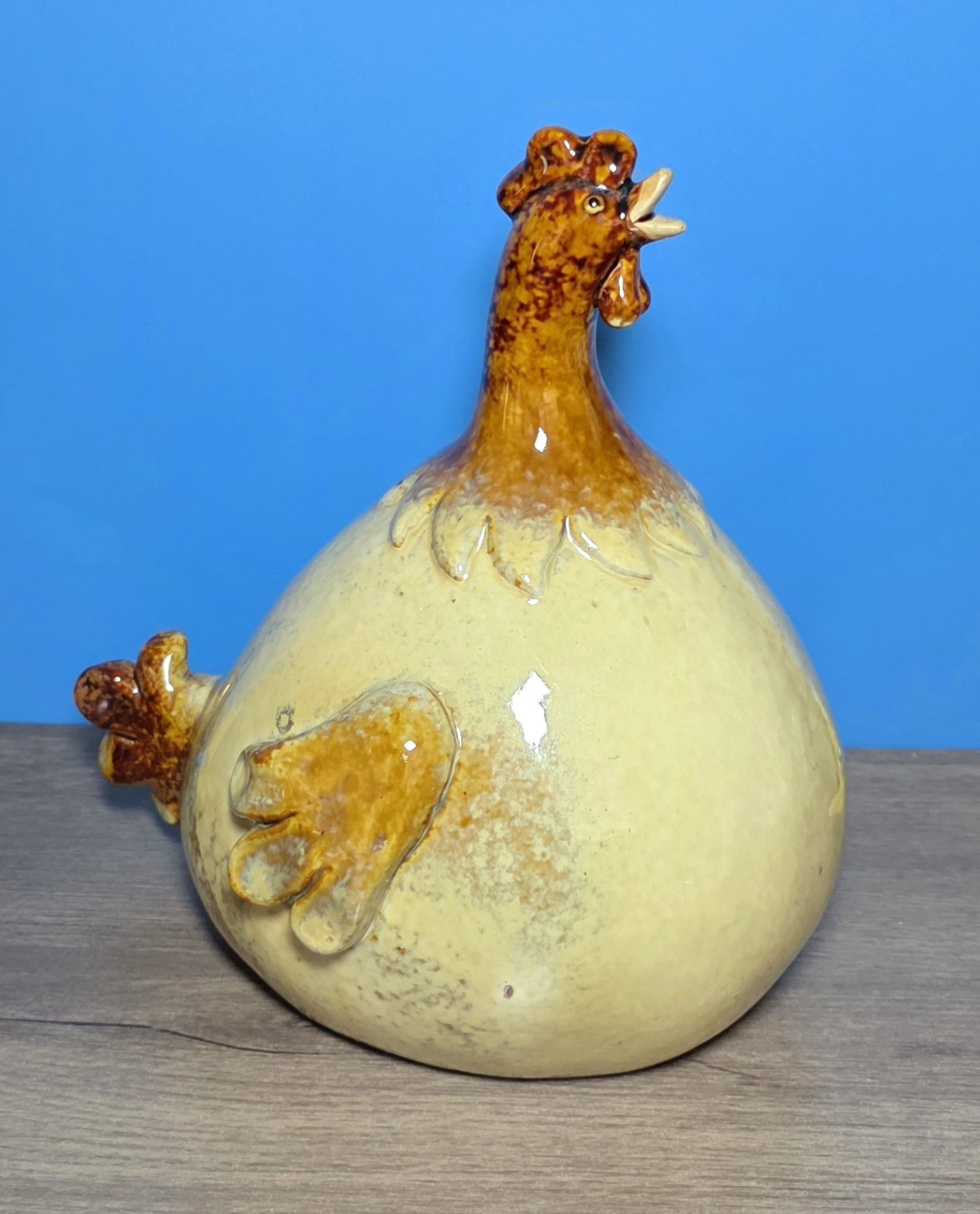 Adorable Handmade Studio Art Ceramic Chubby Chicken