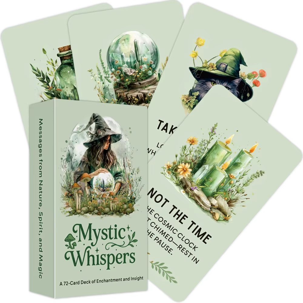 Mystic Whispers Oracle Deck 72 Card Watercolor Tarot Guidance Divination Gift