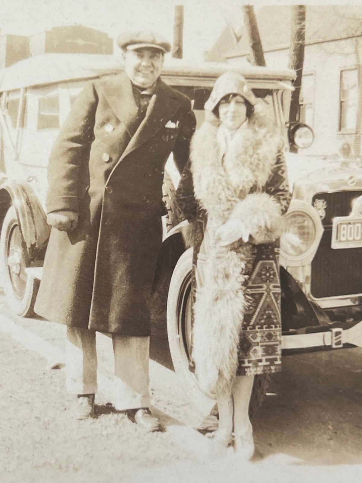 1925 Couple Vintage Car Wisconsin License Plate 1920s Photo